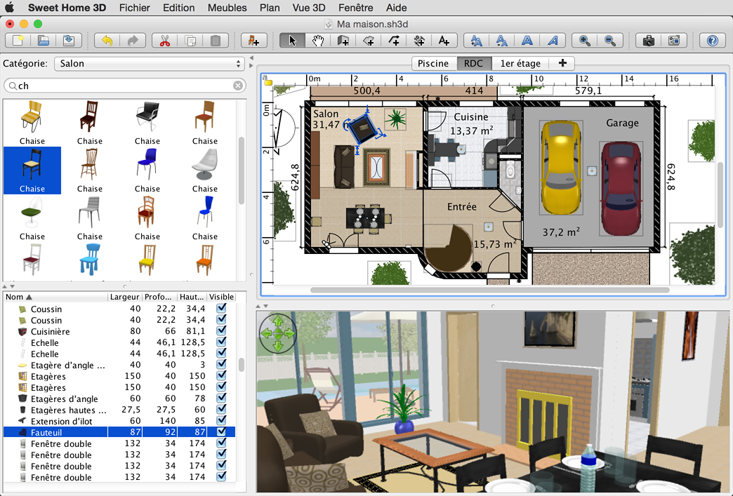 Sweet home 3d: planimetria, progettazione interni e posizionamento ... Progettazione interni 3d