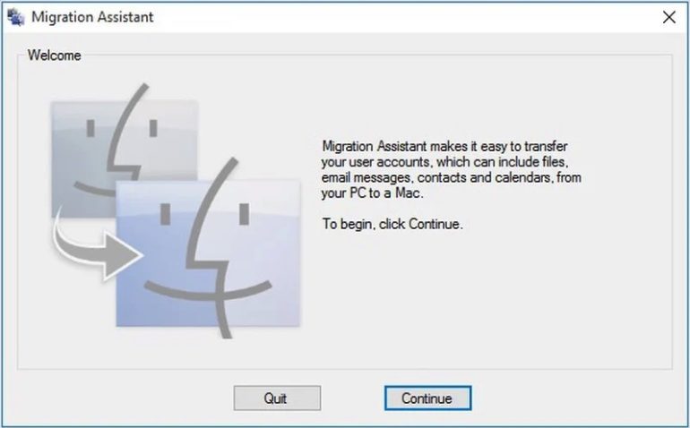 Windows Migration Assistant big sur