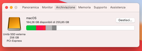 spazio archiviazione Mac